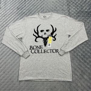 Bone Collector Shirt Mens Medium Gray Long Sleeve Pullover Hunting Crewneck NWT